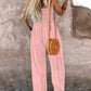 Embroidery Patchwork Thick Strap Square Neck Shirred Jumpsuit Wide Leg Vacation Overalls with Pockets