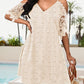 V Neck Cold Shoulder Sleeveless Lace Hem Straight Dress Vacation Dress