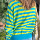 Green Stripe Crew Neck Drop Shoulder Casual Sweater
