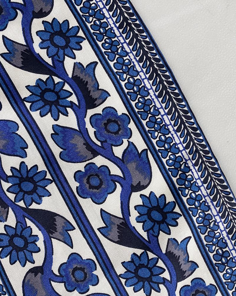 Floral Print Halter Tied Detail Elastic Shirred Back Mini Dress Casual Hollow Out A Line Vacation Dress