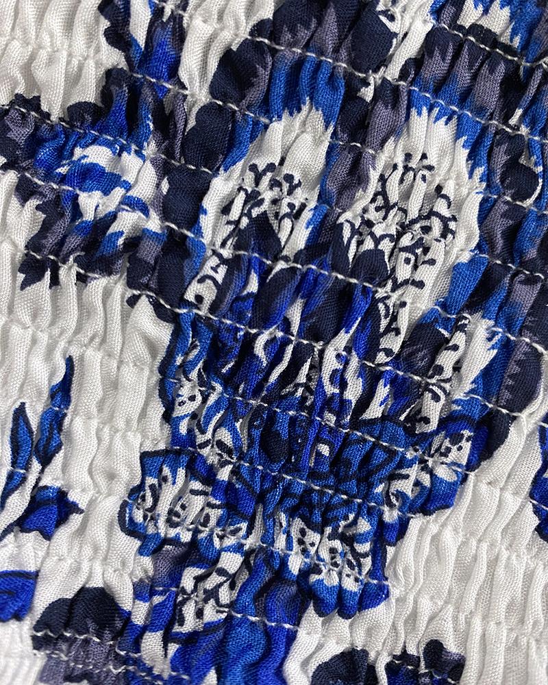 Floral Print Halter Tied Detail Elastic Shirred Back Mini Dress Casual Hollow Out A Line Dress