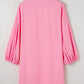 Bright Pink Balloon Sleeve Button Up Mini Shirt Dress
