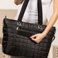 Black Quilted Patchwork Large Tote Bag and Clutch 2pcs Set