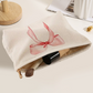 Light Pink Bowknot Pattern Print Corduroy Zipper Large Cosmetic Bag