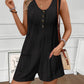 Water Rippling Sleeveless Romper Casual pocket Design Short Jumpsuit