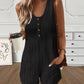 Water Rippling Sleeveless Romper Casual pocket Design Short Jumpsuit