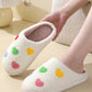 White Colorful Heart Shape Slip On Plush Winter Slippers
