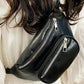 Black Zipper PU Leather Chain Linked Crossbody Bag