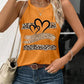 Leopard Print Heart Pattern Heart Sleeveless Tank Casual Loose Fit Top