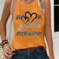 Leopard Print Heart Pattern Heart Sleeveless Tank Casual Loose Fit Top