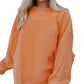 Orange Ribbed Corded Oversized Sweatshirt