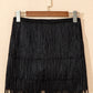 Black Tiered Fringe Trimmed Mini Skirt