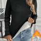 Black Mock Neck Thermal Lined Long Sleeve Tee