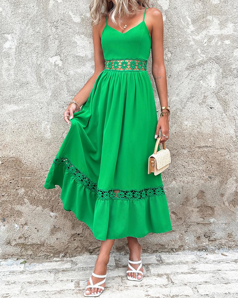 Hollow out Ruched Spaghetti Strap Casual Dress