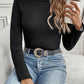 Black Mock Neck Thermal Lined Long Sleeve Tee