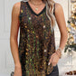 V Neck Allover Sequin Thick Strap Sleeveless Tank Casual Top