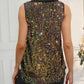 V Neck Allover Sequin Thick Strap Sleeveless Tank Casual Top