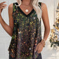 V Neck Allover Sequin Thick Strap Sleeveless Tank Casual Top