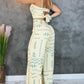 2 Pieces Outfit Geometric Print Spaghetti Strap Tied Detail Tank and Casual Wide Leg Pants Set