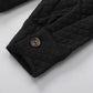 Black Retro Quilted Flap Pocket Button Shacket