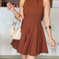 Boat Neck Sleeveless Chic Slim Fit Skirt