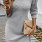 Gray Pearl Beaded High Neck Bodycon Sweater Dress