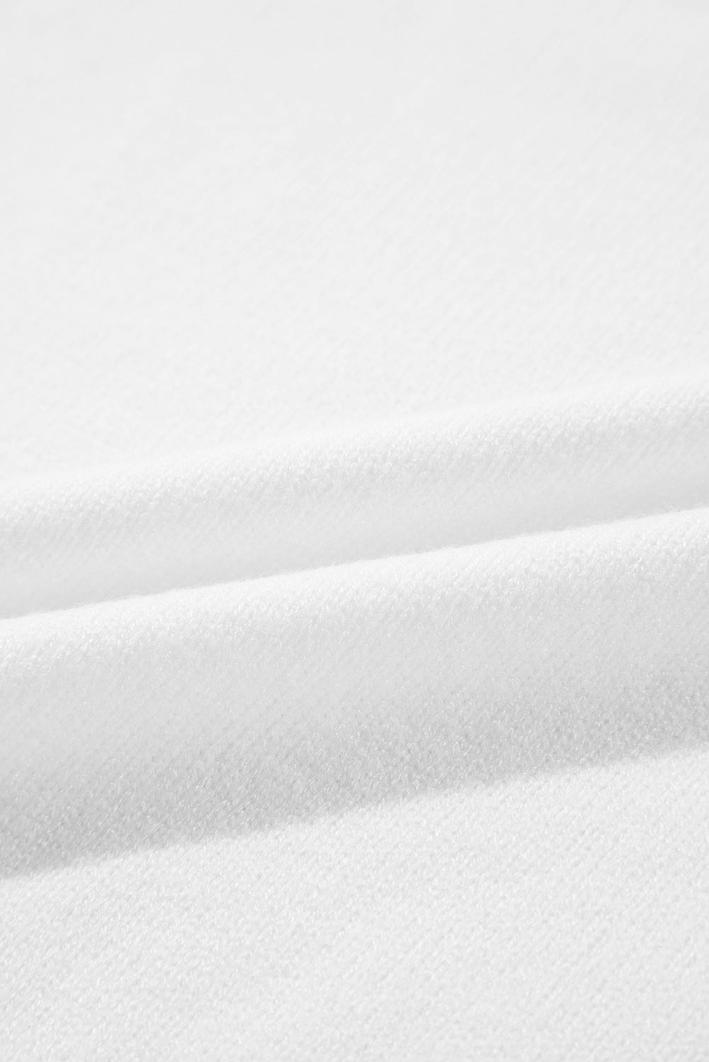 White Flower Detail Knitted Notched Neck Sweater