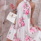 Floral Print Halter Casual Pleated Dress