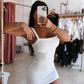 2PCS Bandeau Spaghetti Strap Sleeveless Bodycon Dress Sexy Slim Fit Mini Dress
