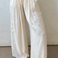 White Casual Tie Waist Pleated Wide Leg Pants