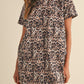 Brown Leopard Print Crew Neck Shift Short T Shirt Dress