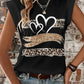Leopard Print Heart Pattern Cap Sleeve T Shirt Casual Loose Fit Tank Top
