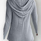 Hooded Long Sleeve Button Down Casual Ribbed Top