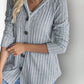Hooded Long Sleeve Button Down Casual Ribbed Top