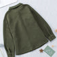 Green Retro Quilted Flap Pocket Button Shacket