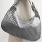 Silvery Woven Design PU Leather Single Shoulder Bag
