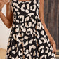 Black Leopard Print U Neck Sleeveless High Waist Dress