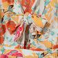 Orange Blooming Floral Print Front Tie Romper