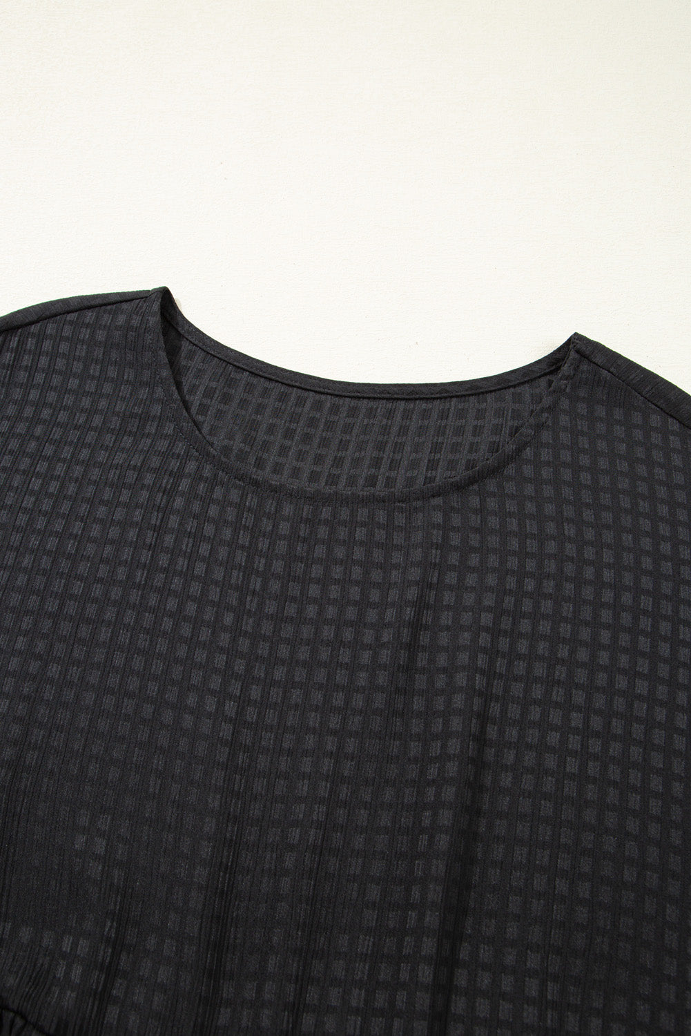 Black Textured Ruffled Sleeve Babydoll Plus Dress