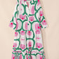 Pink Boho Floral Printed Long Sleeve Buttoned Loose Maxi Dress