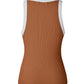 Contrast Binding Tank Tops Summer Sleeveless Basic Cami Top Shirt Slim Knit Ribbed Racerback Blouses