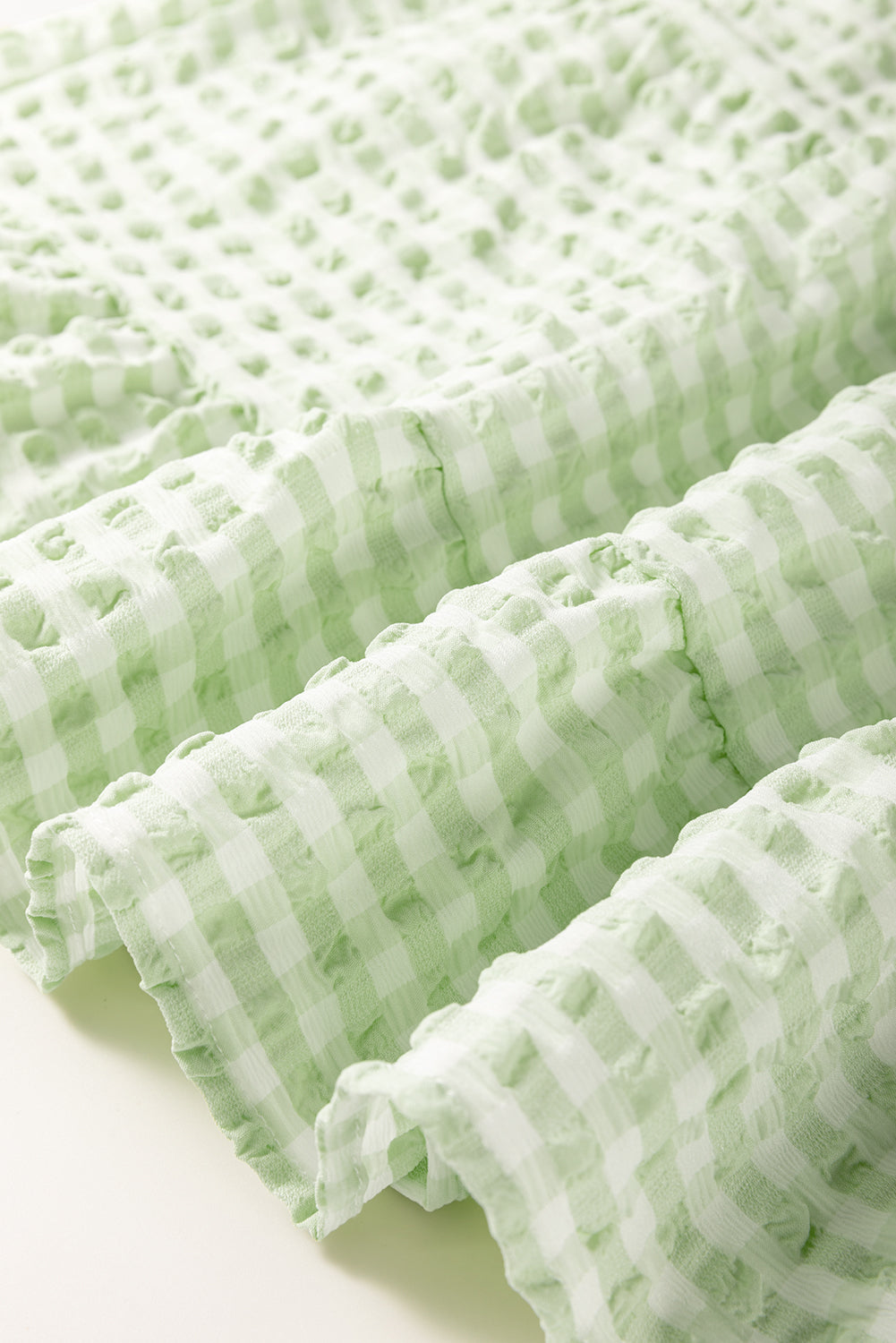 Green Stripe Textured Tiered Short Sleeve Loose Mini Dress