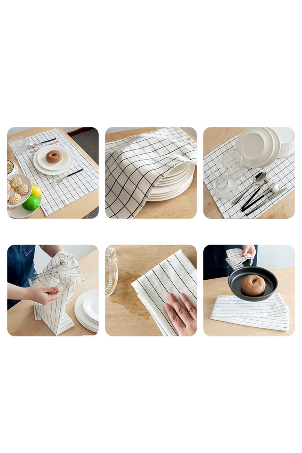 White Multifunctional Cotton Kitchen Decor Dishes Towel