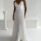 Bandeau Sleeveless Pleated Dress Elegant Flowy A Line Maxi Dress