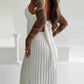 Bandeau Sleeveless Pleated Dress Elegant Flowy A Line Maxi Dress