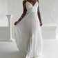 Bandeau Sleeveless Pleated Dress Elegant Flowy A Line Maxi Dress