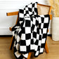Color black Plush Checkered Print Sofa Blanket 127*152cm