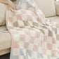 White  Colorblock Checkered Soft Blanket 127*152cm