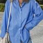 Blue Boyfriend Chest Pocket Tunic Shirt