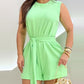 Round Neck Sleeveless Tied Detail Romper Casual Back Zipper Overall